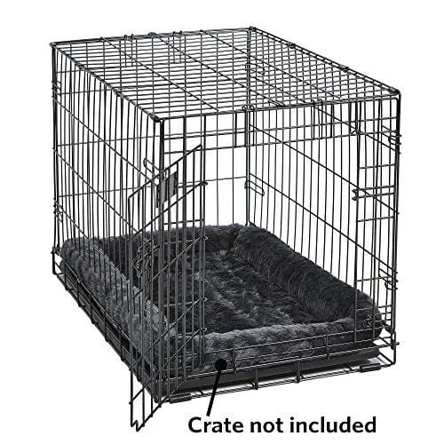 24L-Inch Gray Dog Bed or Cat Bed w/Comfortable Bolster | Ideal for Small Dog Breeds & Fits a 24-Inch Dog Crate | Easy Maintenance Machine Wash & Dry | 1-Year Warranty