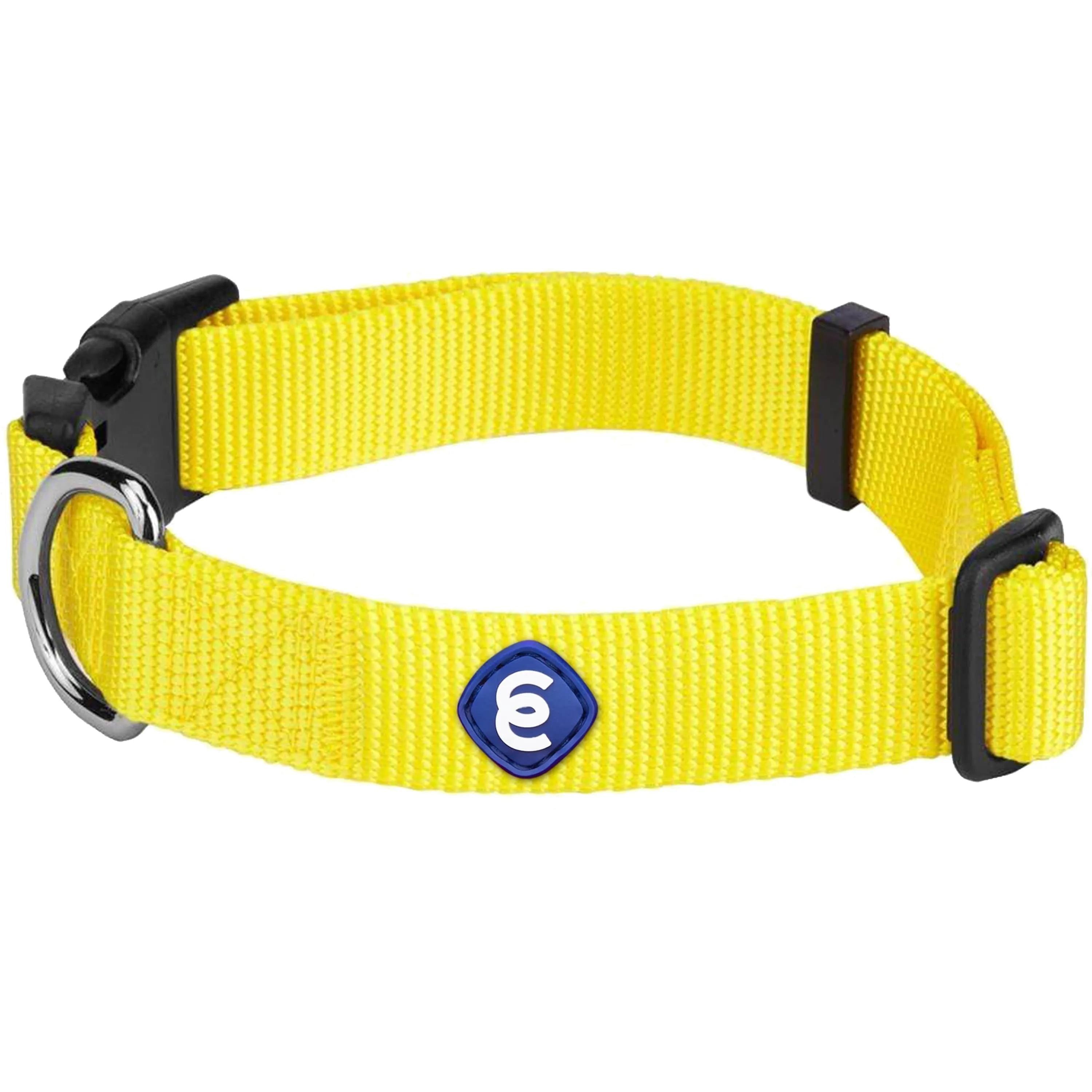 Classic Solid Color Adjustable Dog Collar, Yellow/Orange