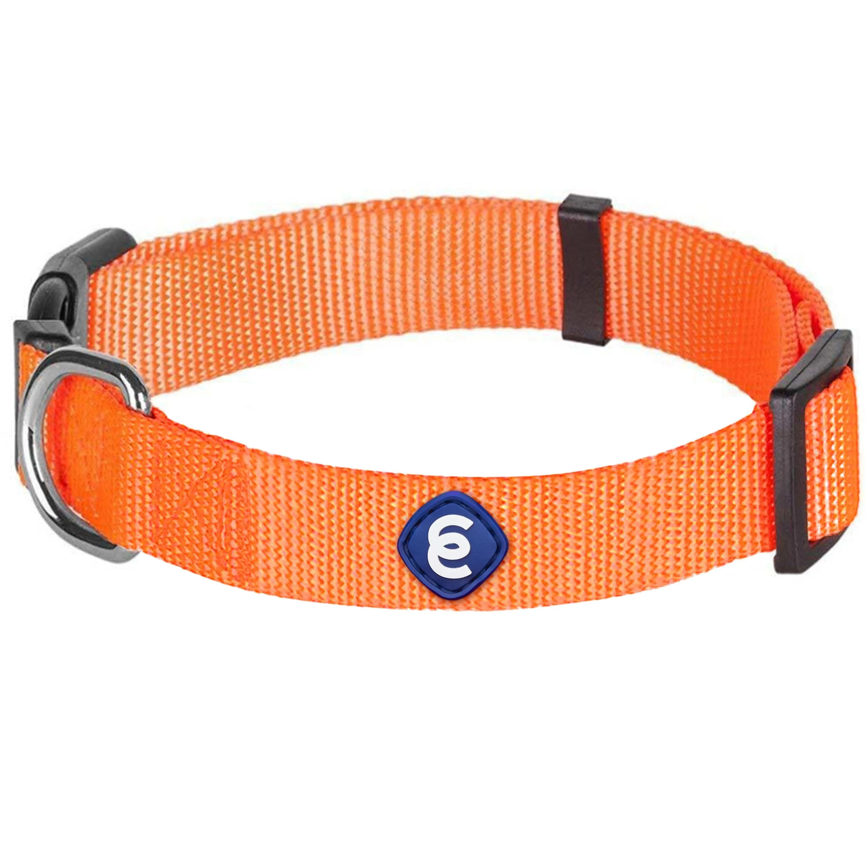 Classic Solid Color Adjustable Dog Collar, Yellow/Orange