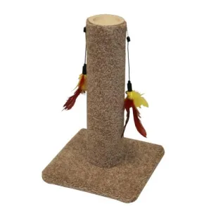 Classy Kitty Scratch Post With Feather Toy (17.5 Inch Cat Post)