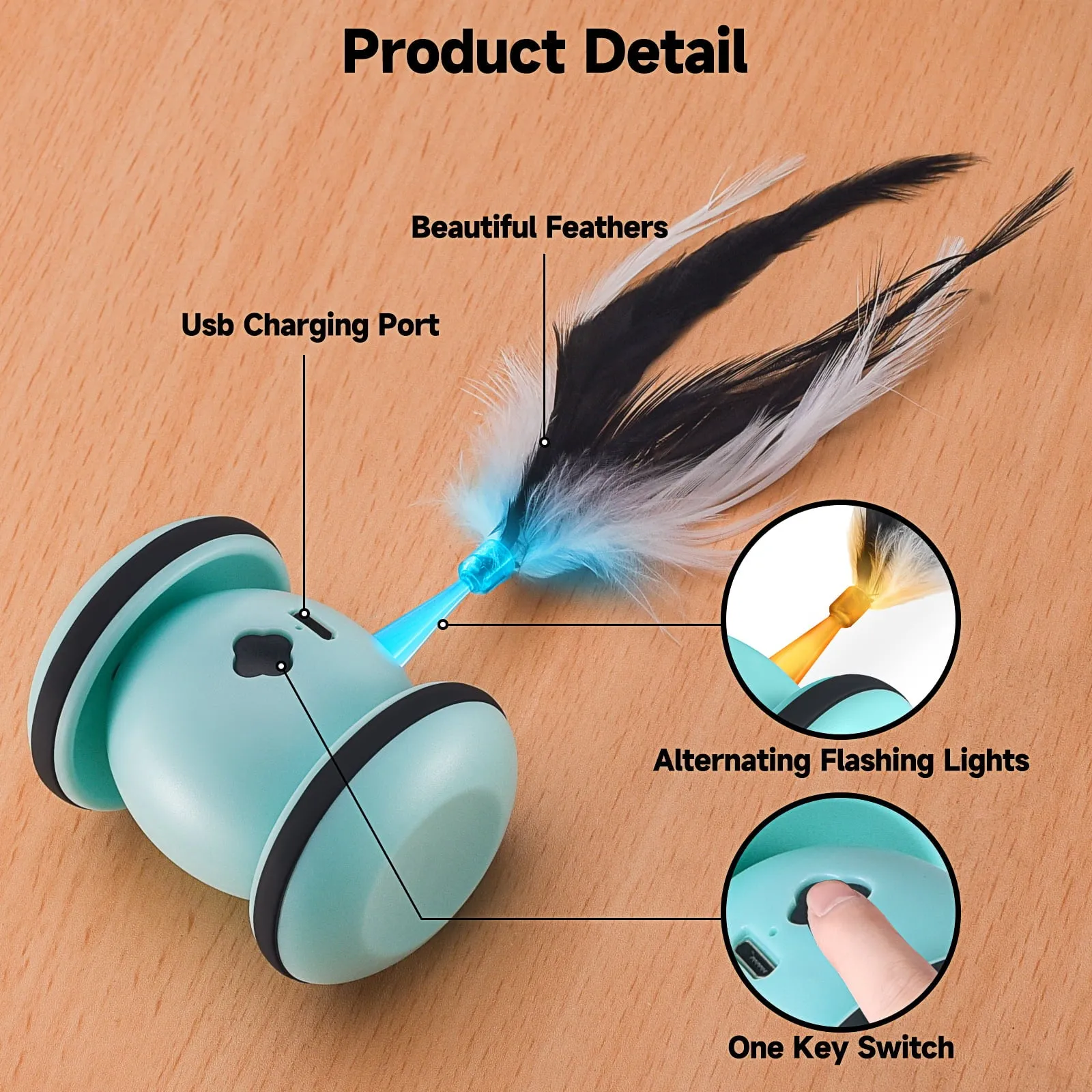 Interactive Cat Toys for Indoor Cat with LED Lights
