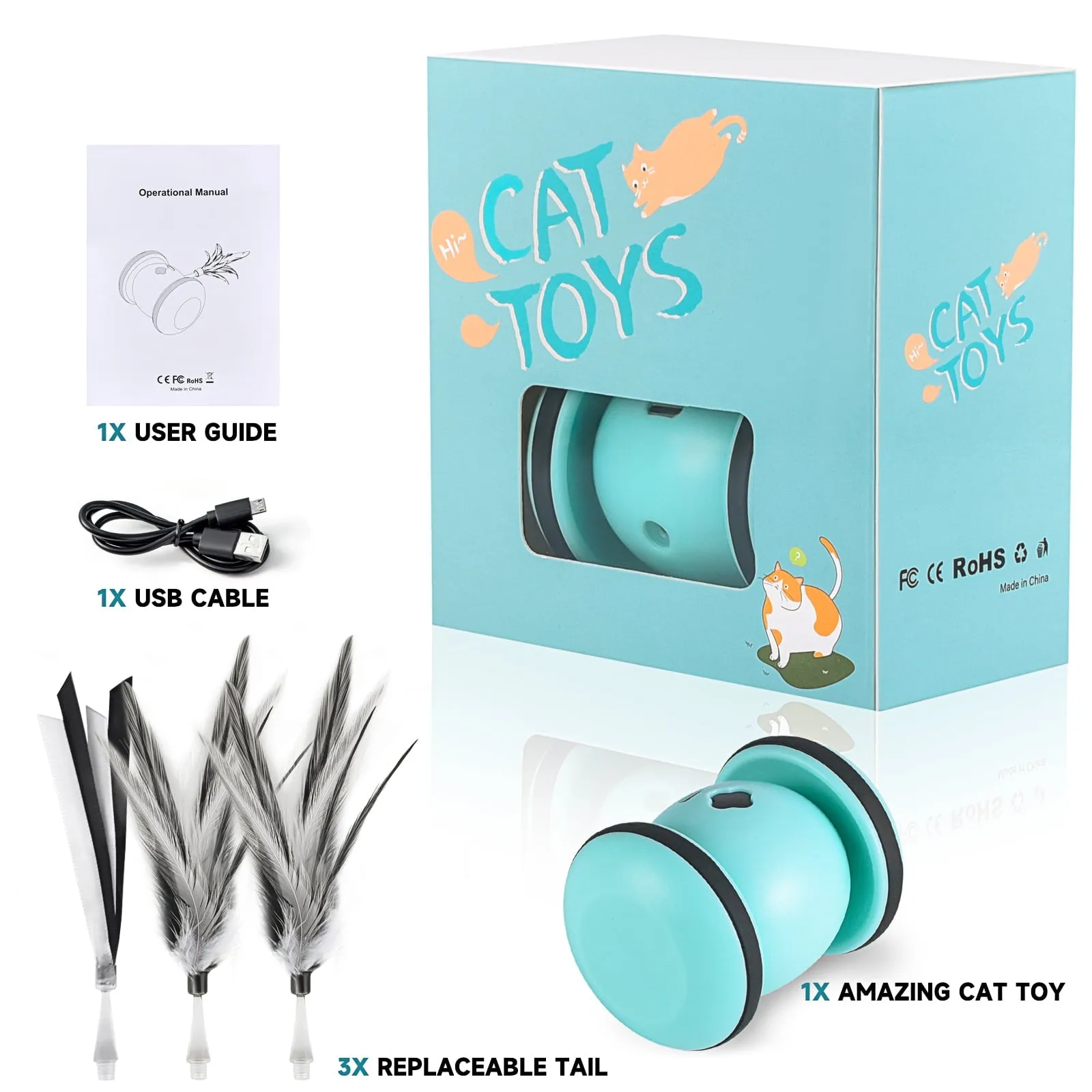 Interactive Cat Toys for Indoor Cat with LED Lights