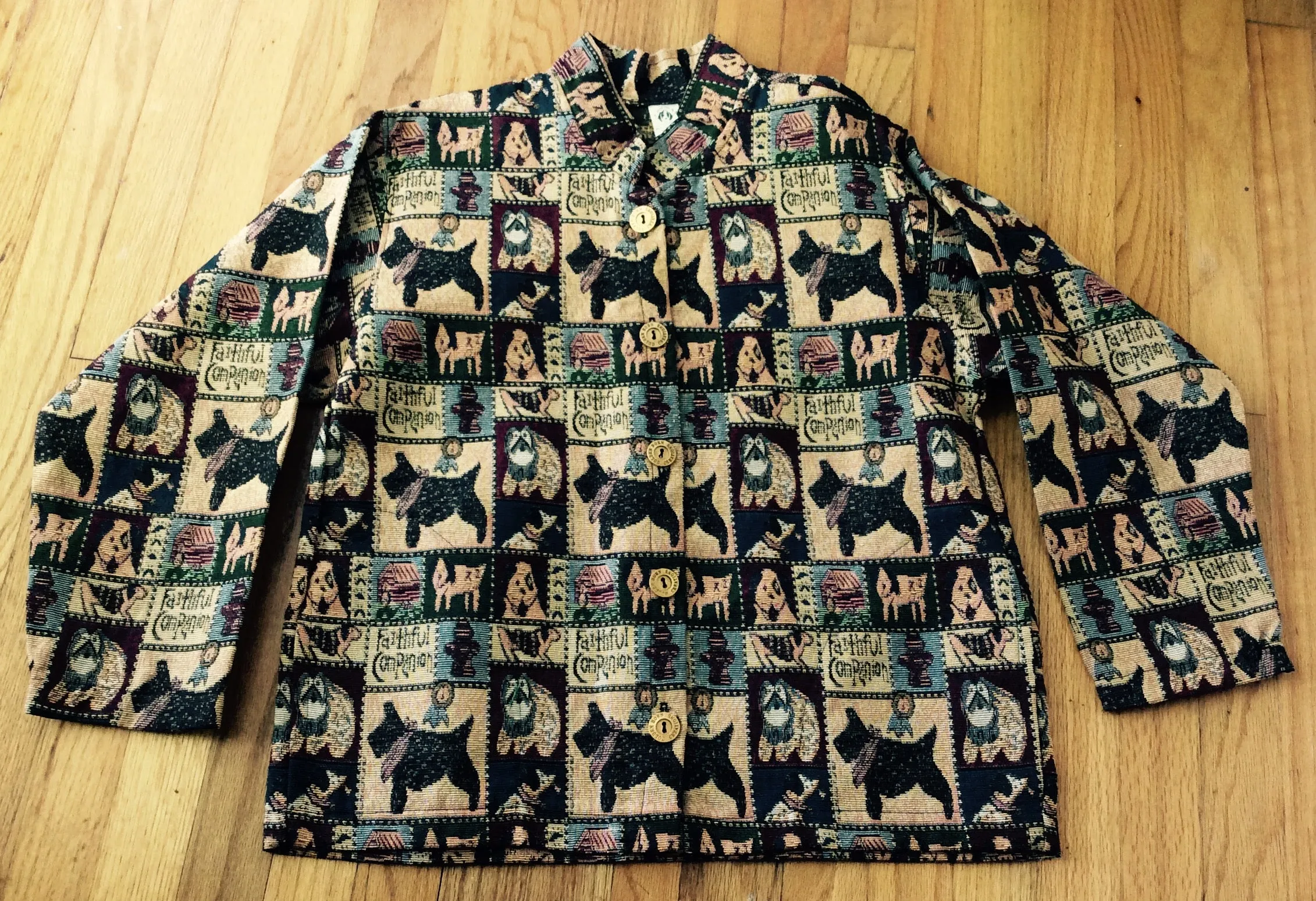 Ladies Tapestry Scottish Terrier Scottie Dog Jacket Coat