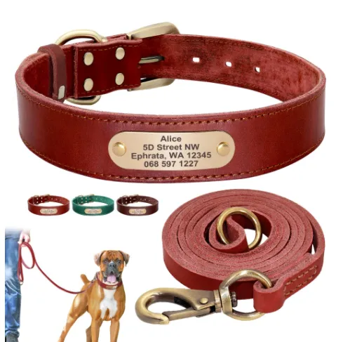 Leather Dog Collar Free Engraving Personalized Leather Collar