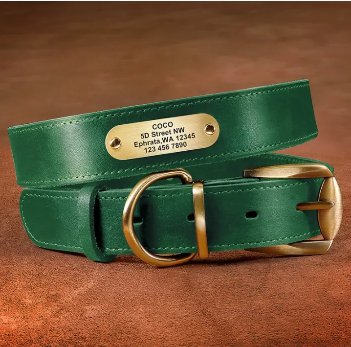 Leather Dog Collar Free Engraving Personalized Leather Collar