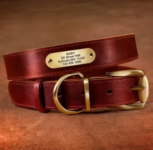 Leather Dog Collar Free Engraving Personalized Leather Collar