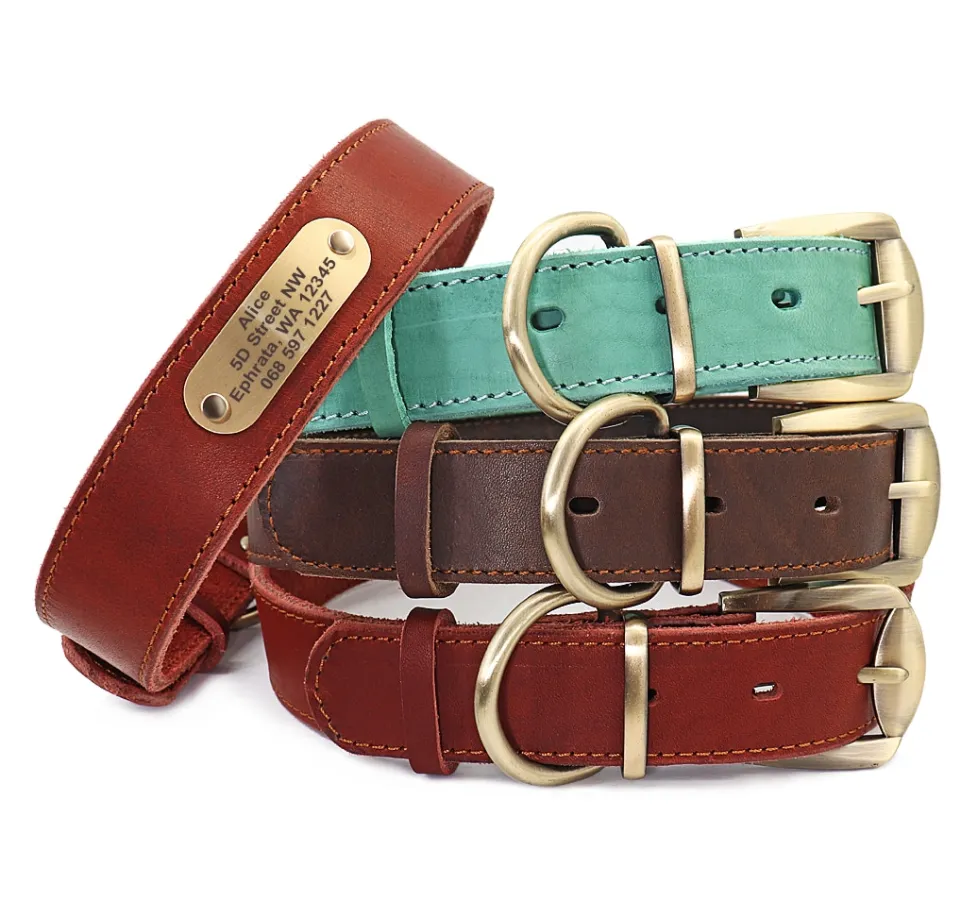 Leather Dog Collar Free Engraving Personalized Leather Collar