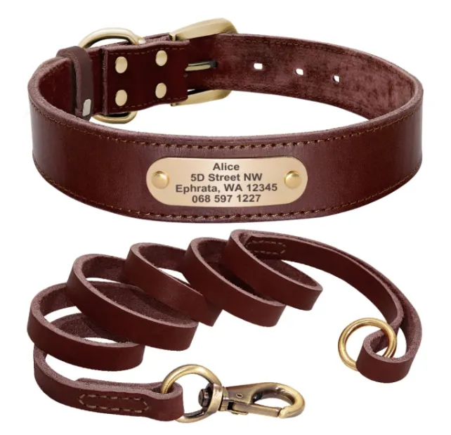 Leather Dog Collar Free Engraving Personalized Leather Collar