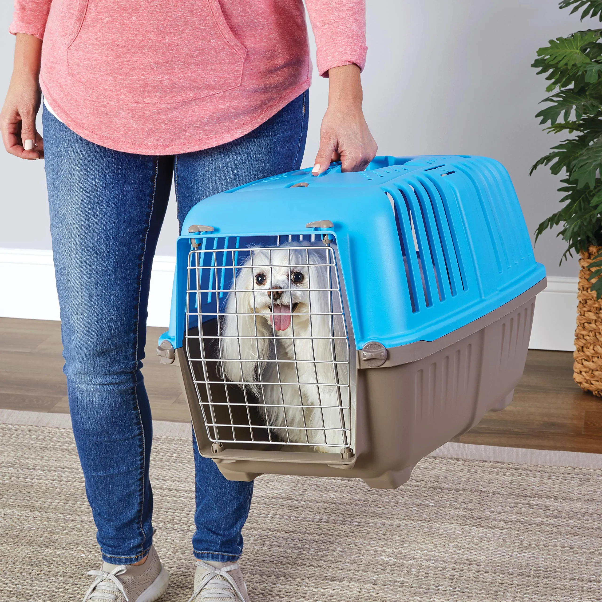 Midwest Spree Hard-Sided Travel Cat and Dog Kennel Carrier - Blue - 24" X 15.5" X 15" Inches