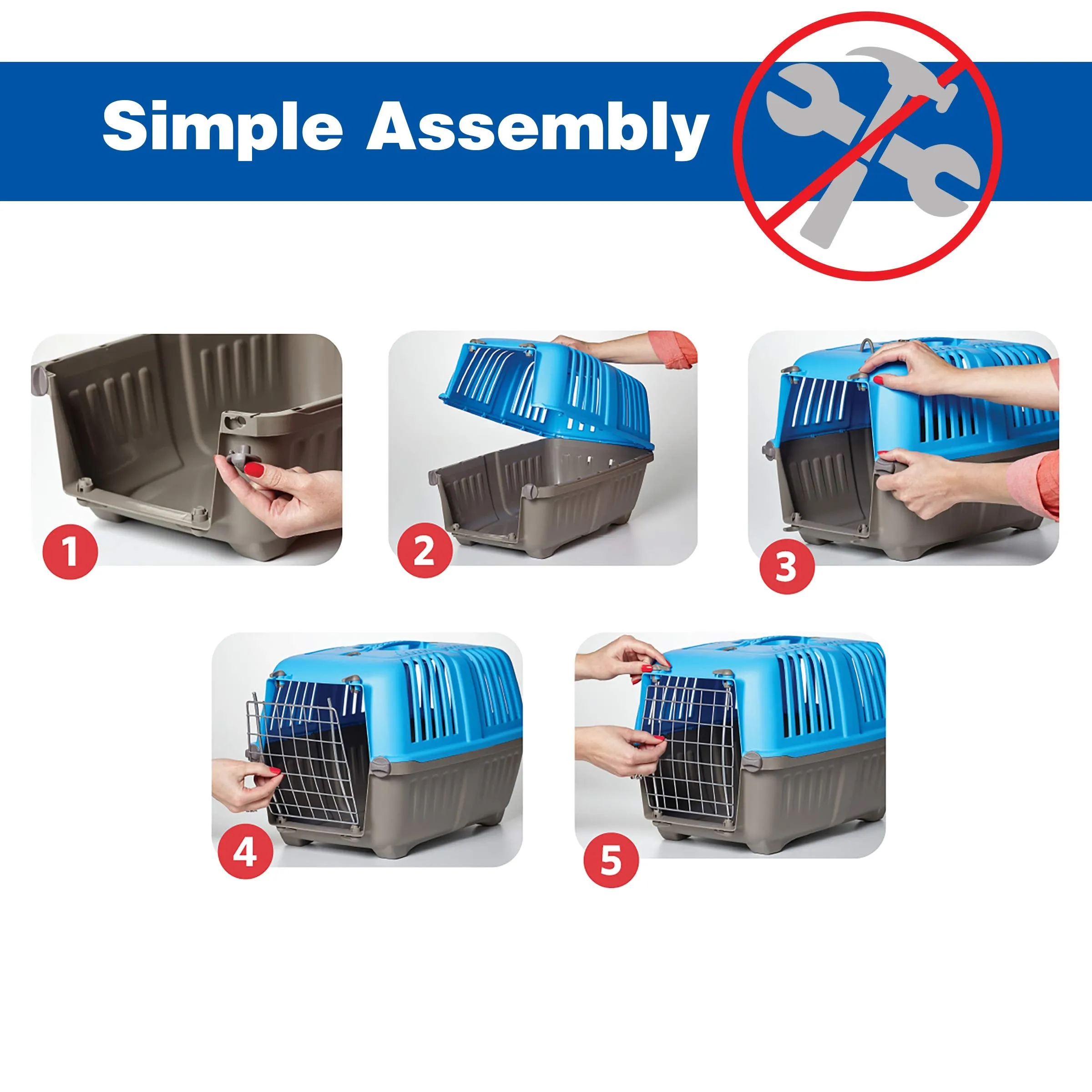 Midwest Spree Hard-Sided Travel Cat and Dog Kennel Carrier - Blue - 24" X 15.5" X 15" Inches