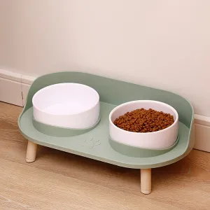 NonSlip Pet Double Feeding Bowl with Neck Protection
