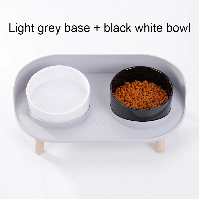 NonSlip Pet Double Feeding Bowl with Neck Protection