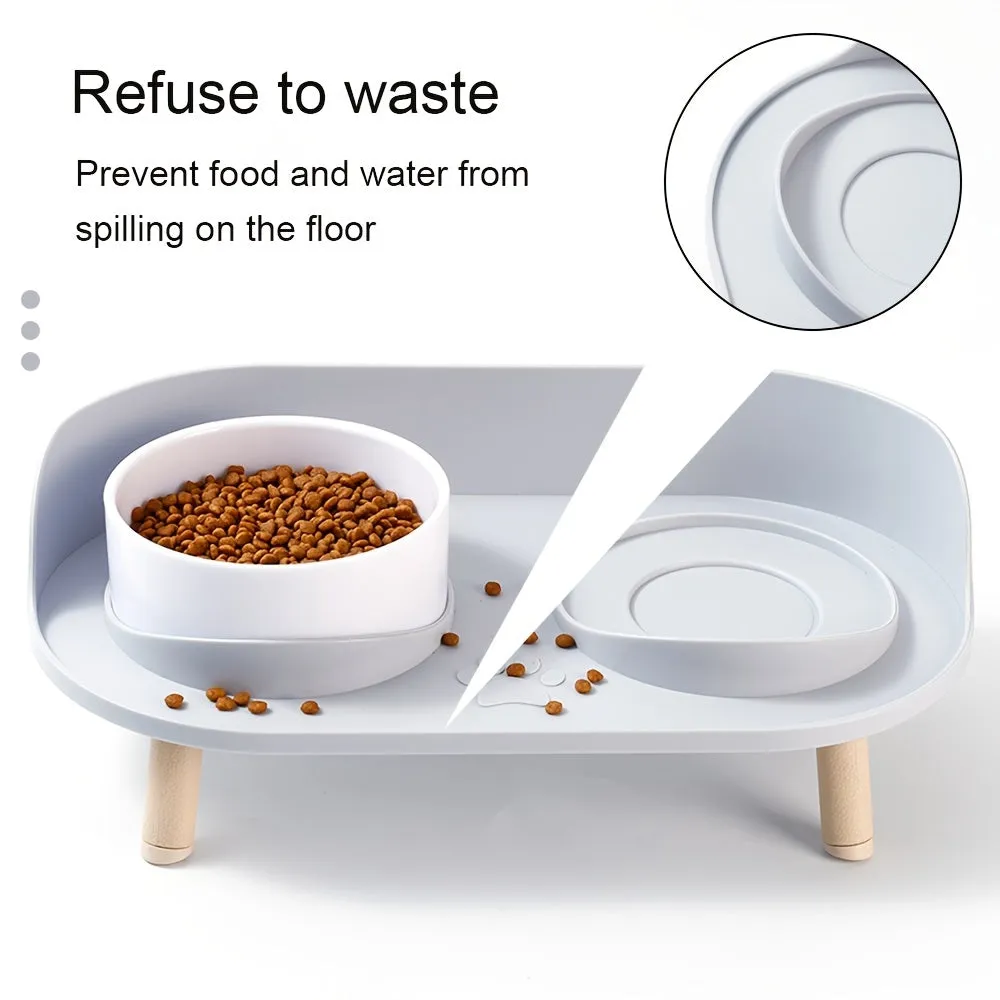 NonSlip Pet Double Feeding Bowl with Neck Protection