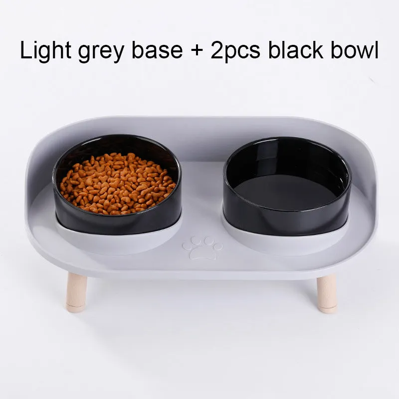 NonSlip Pet Double Feeding Bowl with Neck Protection