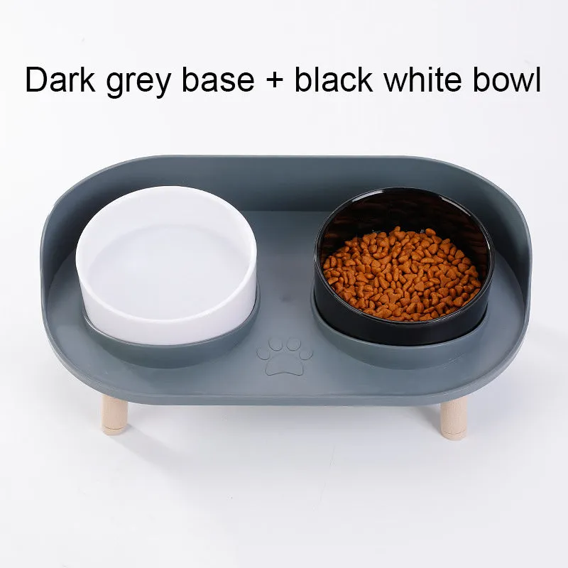 NonSlip Pet Double Feeding Bowl with Neck Protection
