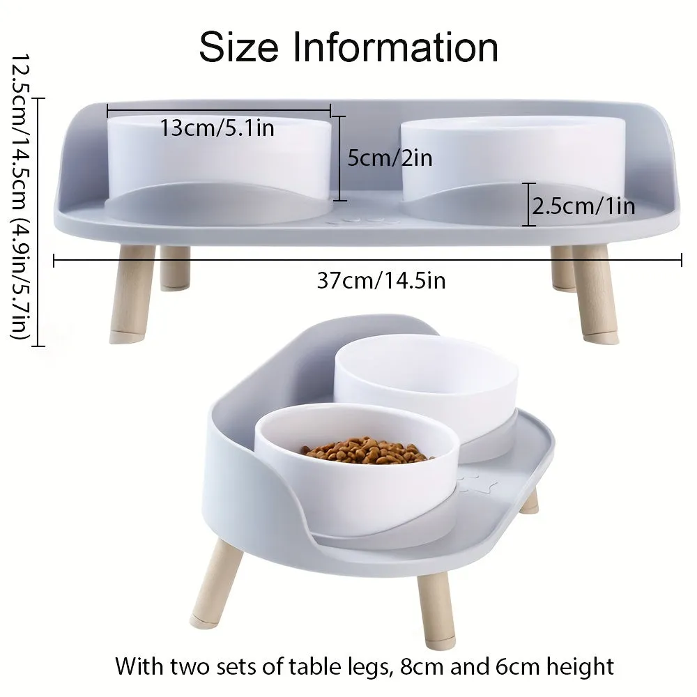 NonSlip Pet Double Feeding Bowl with Neck Protection