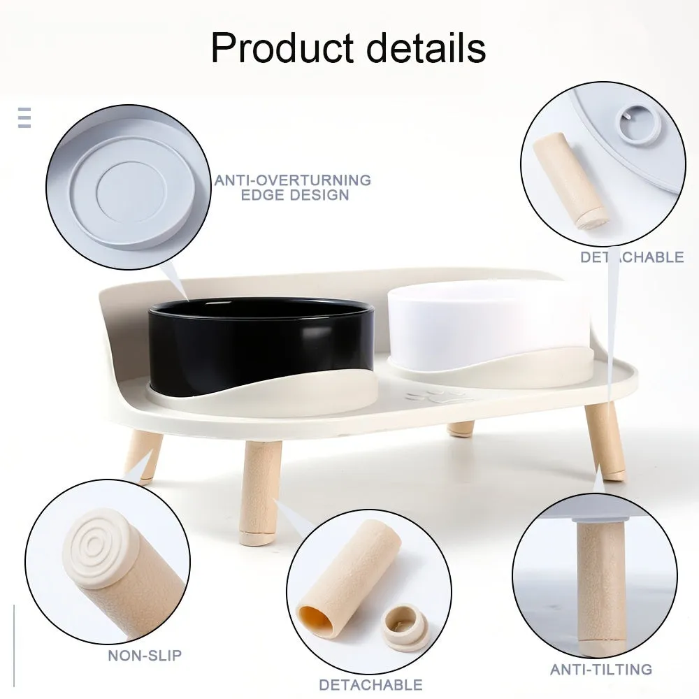 NonSlip Pet Double Feeding Bowl with Neck Protection