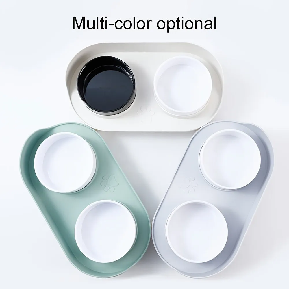 NonSlip Pet Double Feeding Bowl with Neck Protection