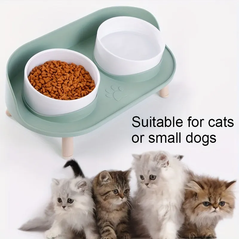 NonSlip Pet Double Feeding Bowl with Neck Protection