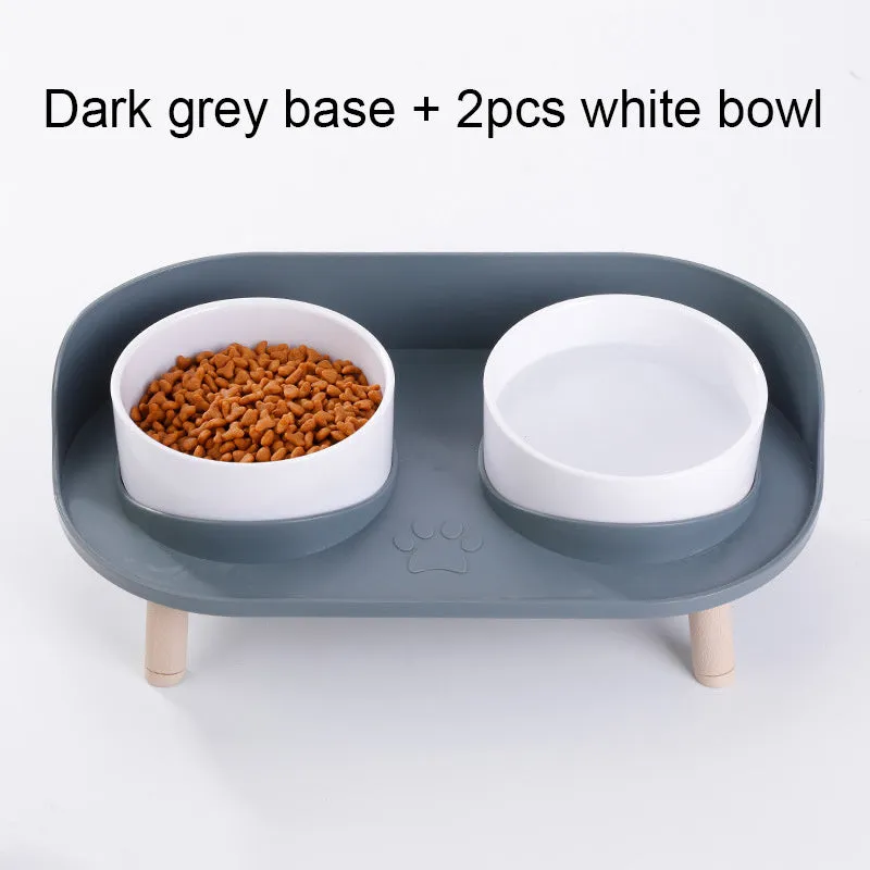NonSlip Pet Double Feeding Bowl with Neck Protection