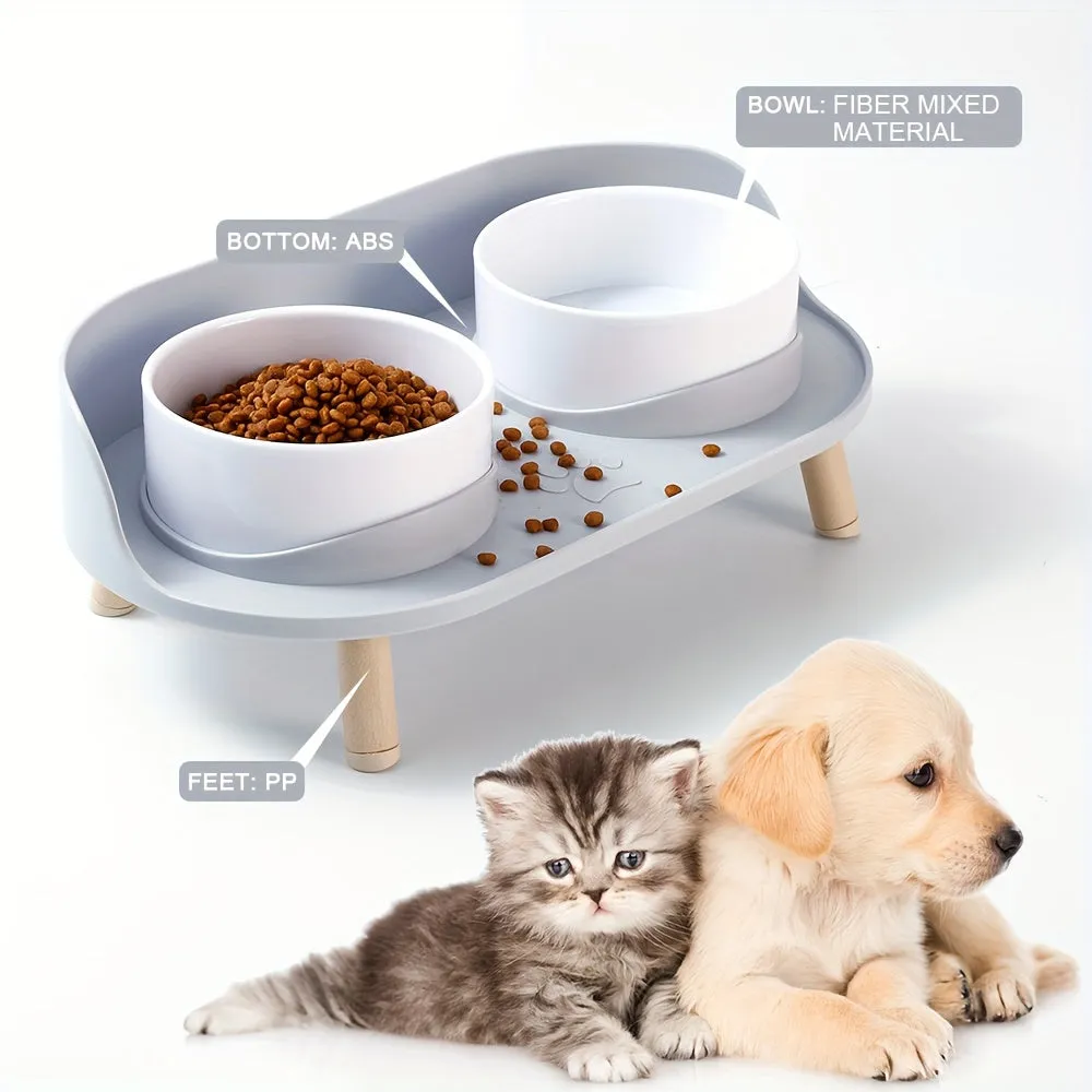 NonSlip Pet Double Feeding Bowl with Neck Protection
