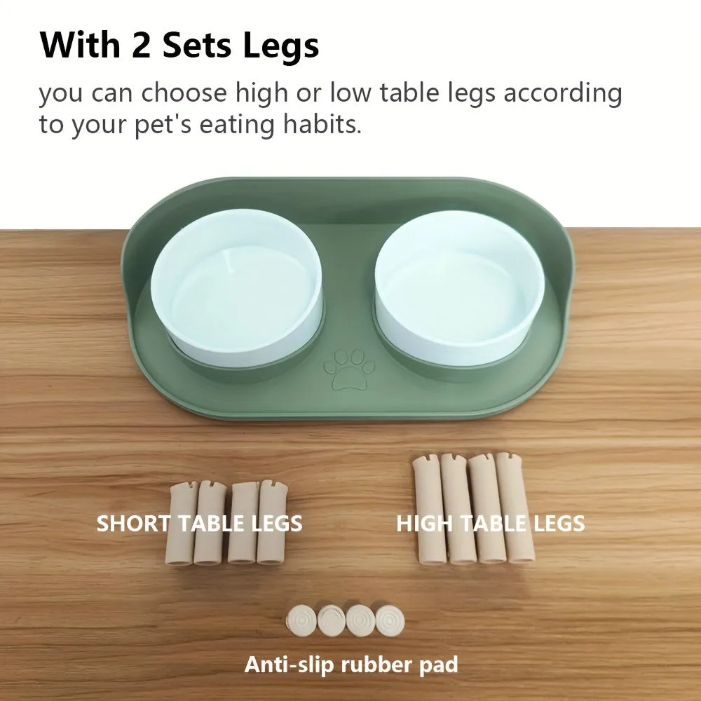 NonSlip Pet Double Feeding Bowl with Neck Protection
