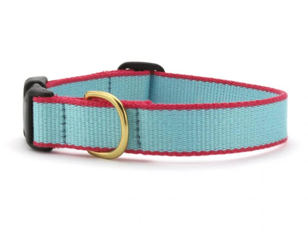 Personalized Bamboo Dog Collar - Aqua/Coral