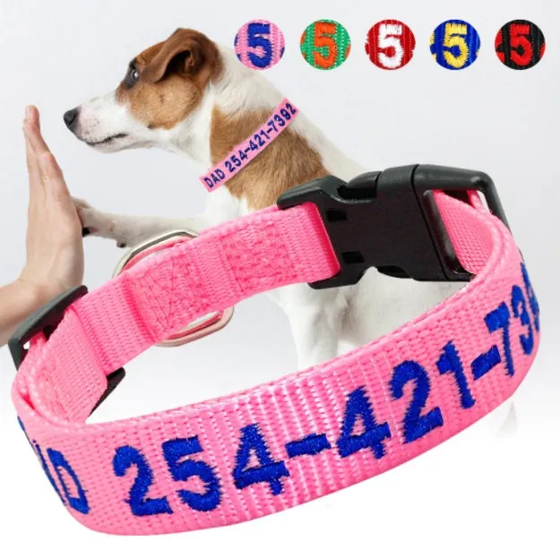 Personalized Dog Collar, Custom Collar Embroidered with Pet Name Phone Number, Pet Collar, Personalized Dog Collar, Small Medium Large Dogs