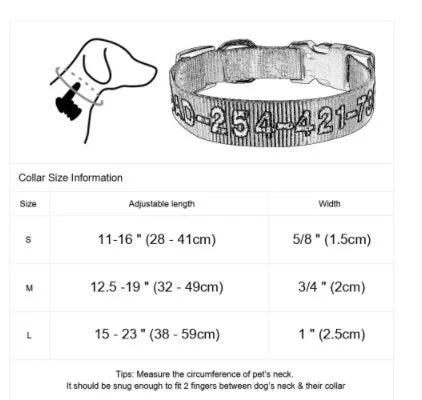 Personalized Dog Collar, Custom Collar Embroidered with Pet Name Phone Number, Pet Collar, Personalized Dog Collar, Small Medium Large Dogs
