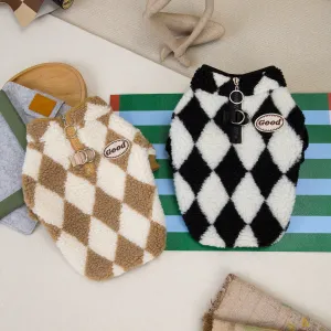 Pet Dog Clothes | Two-Legged Diamond Zipper Fleece | 2024 New Autumn and Winter Pet Clothing
