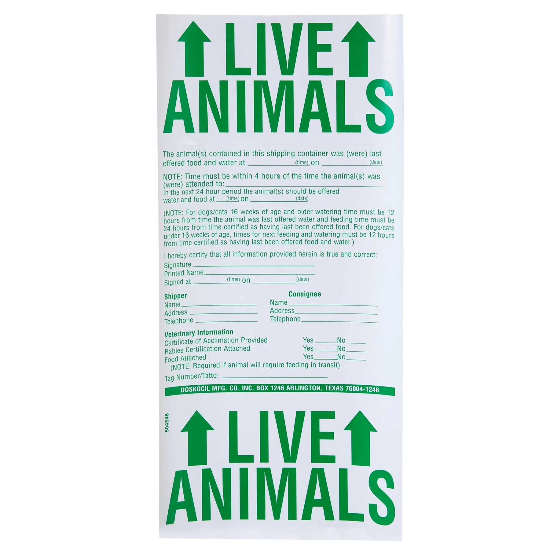 Petmate LIVE Animal Sticker for Air Travel