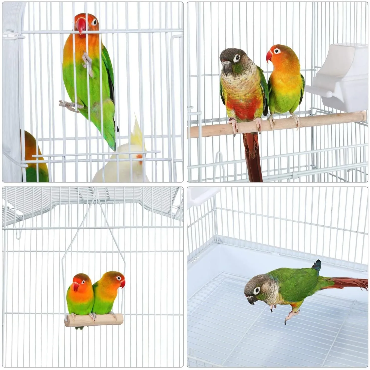 Pink 18-inch Medium Parakeet Wire Bird Cage for Budgie Parakeets Finches Canaries Lovebirds Small Quaker Parrots Cockatiels Green Cheek Conure perfect Bird Travel Cage and Hanging Bird House
