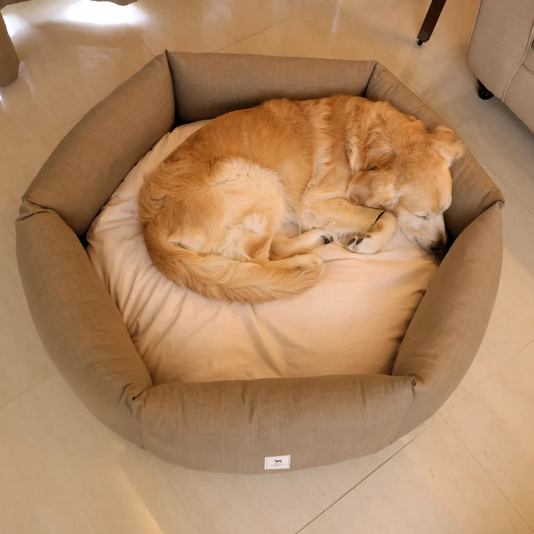 PoochMate Sawdust Linen Comfyhex Dog Bed