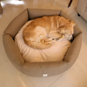 PoochMate Sawdust Linen Comfyhex Dog Bed