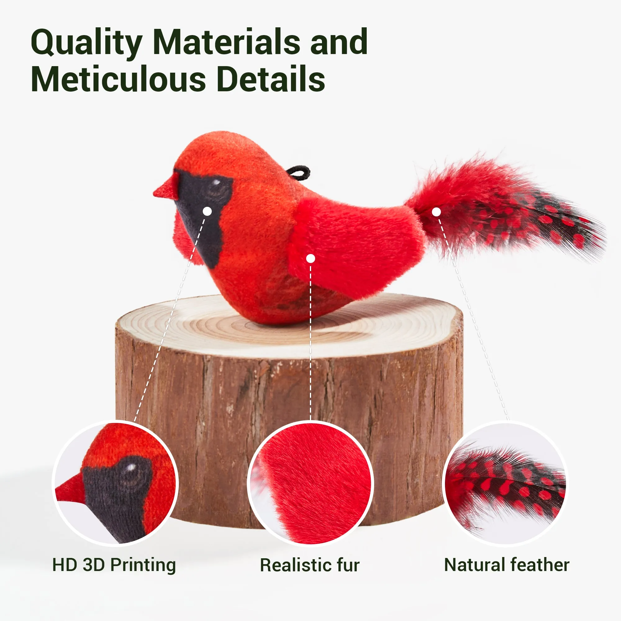 Potaroma Chirping Birds Cat Toys 2 Pcs: Northern Cardinal & Silver-throated Tanager