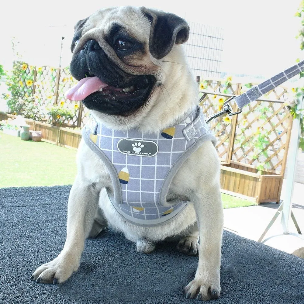 Reflective Small Dog Harness and Leash Set Soft Breathable Chihuahua Puppy Harness Vest Lead for Small Medium Dogs Bulldog