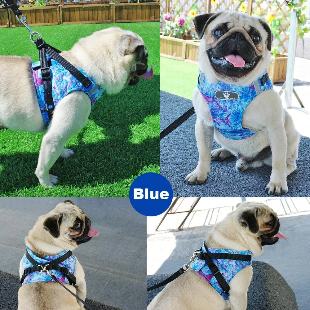 Reflective Small Dog Harness and Leash Set Soft Breathable Chihuahua Puppy Harness Vest Lead for Small Medium Dogs Bulldog