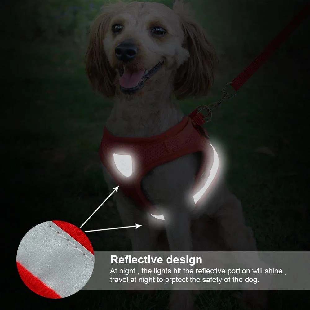 Reflective Small Dog Harness and Leash Set Soft Breathable Chihuahua Puppy Harness Vest Lead for Small Medium Dogs Bulldog