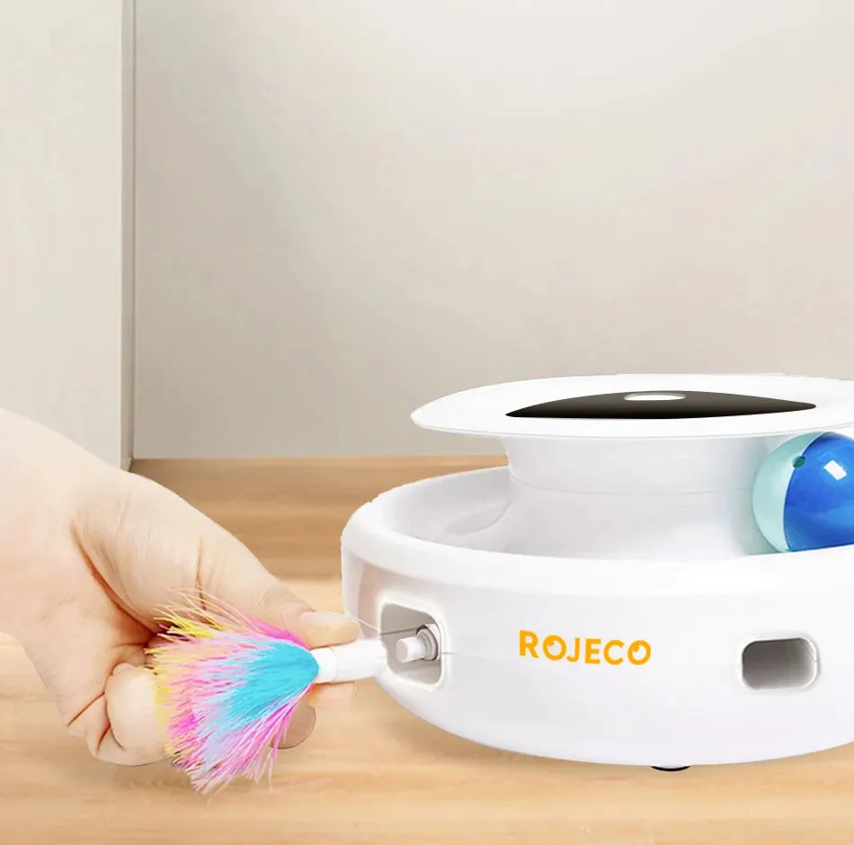 ROJECO 2-in-1 Interactive Cat Toy Set with Automatic Feather and Fun Ball