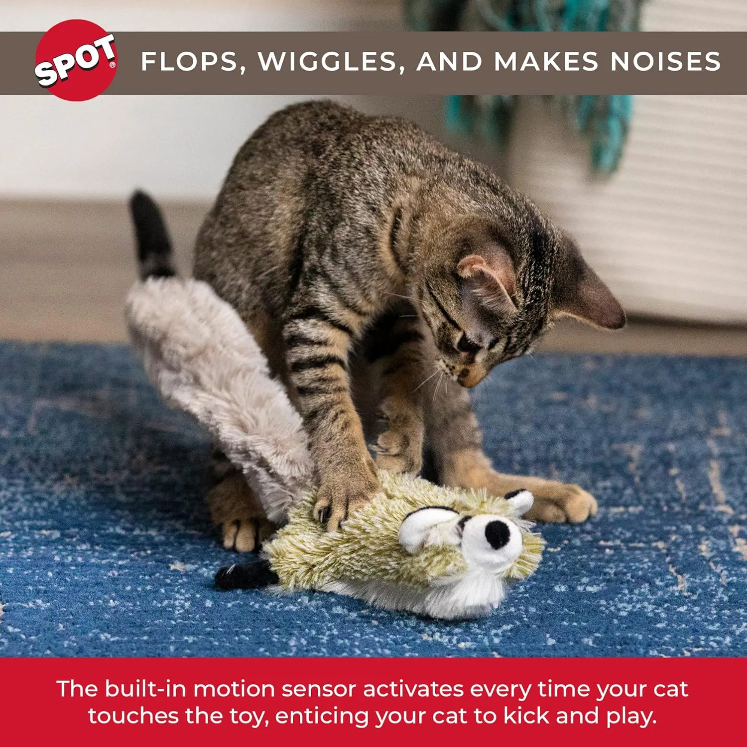 Spot® Flippin' Skinneeez™ Raccoon Cat Toy