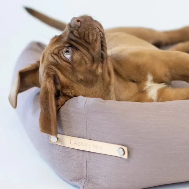 STOKKE Luxury High Side Dog Bed by Labbvenn in Grey/Pink
