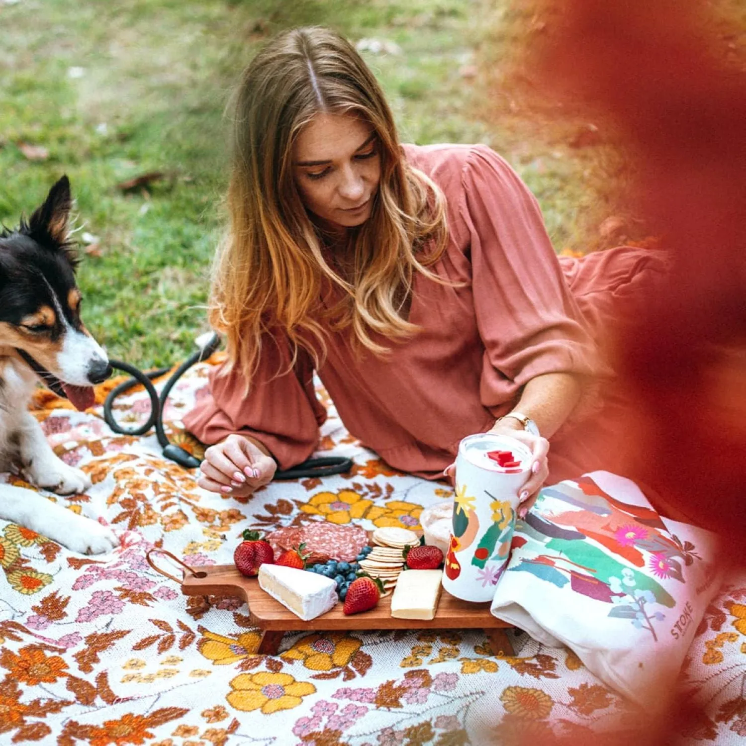 STTOKE Leah Summer Blooms Leakproof Ceramic Insulated Cup