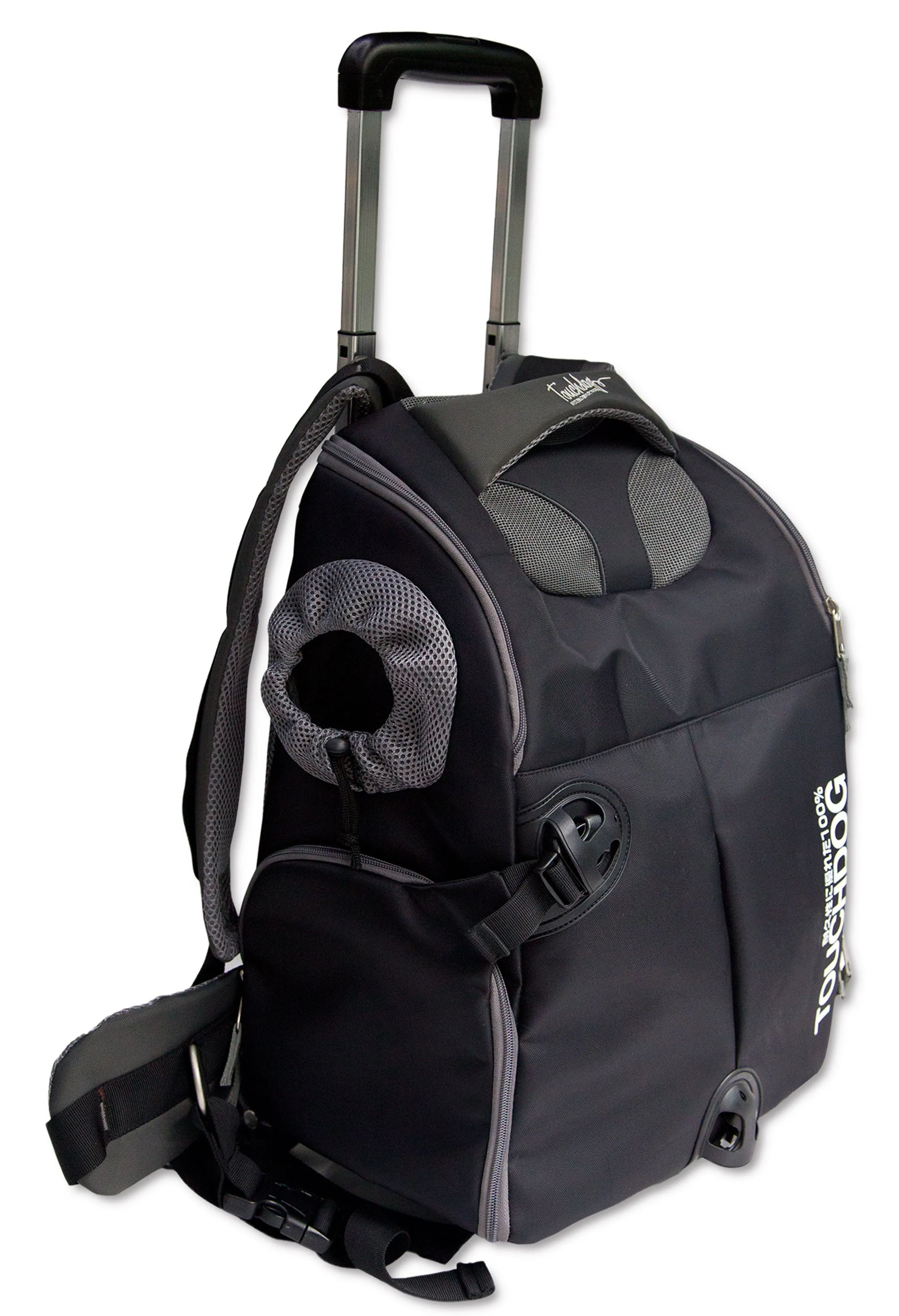 Touchdog ® 'Wuffle Duffle' 2-in-1 Wheeled Backpack Sporty Pet Carrier