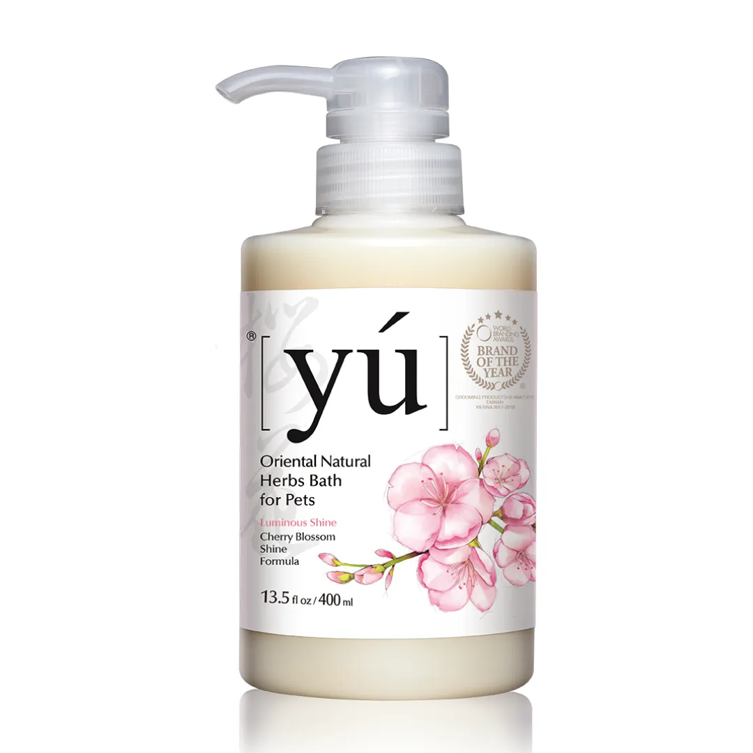 YU Oriental Natural Herbs Bath Shampoo for Cats & Dogs -  Cherry Blossom Shine formula (400ml)