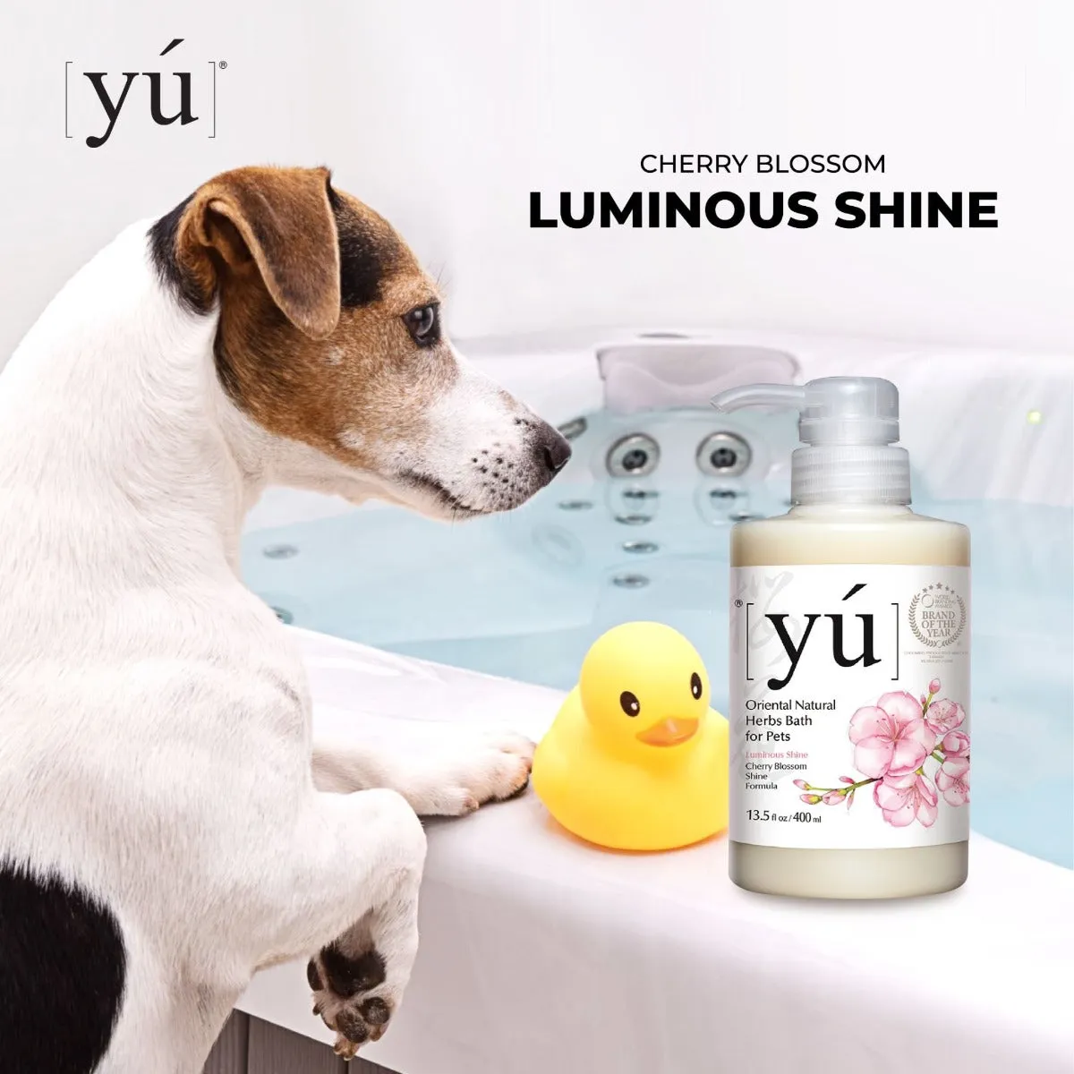 YU Oriental Natural Herbs Bath Shampoo for Cats & Dogs -  Cherry Blossom Shine formula (400ml)